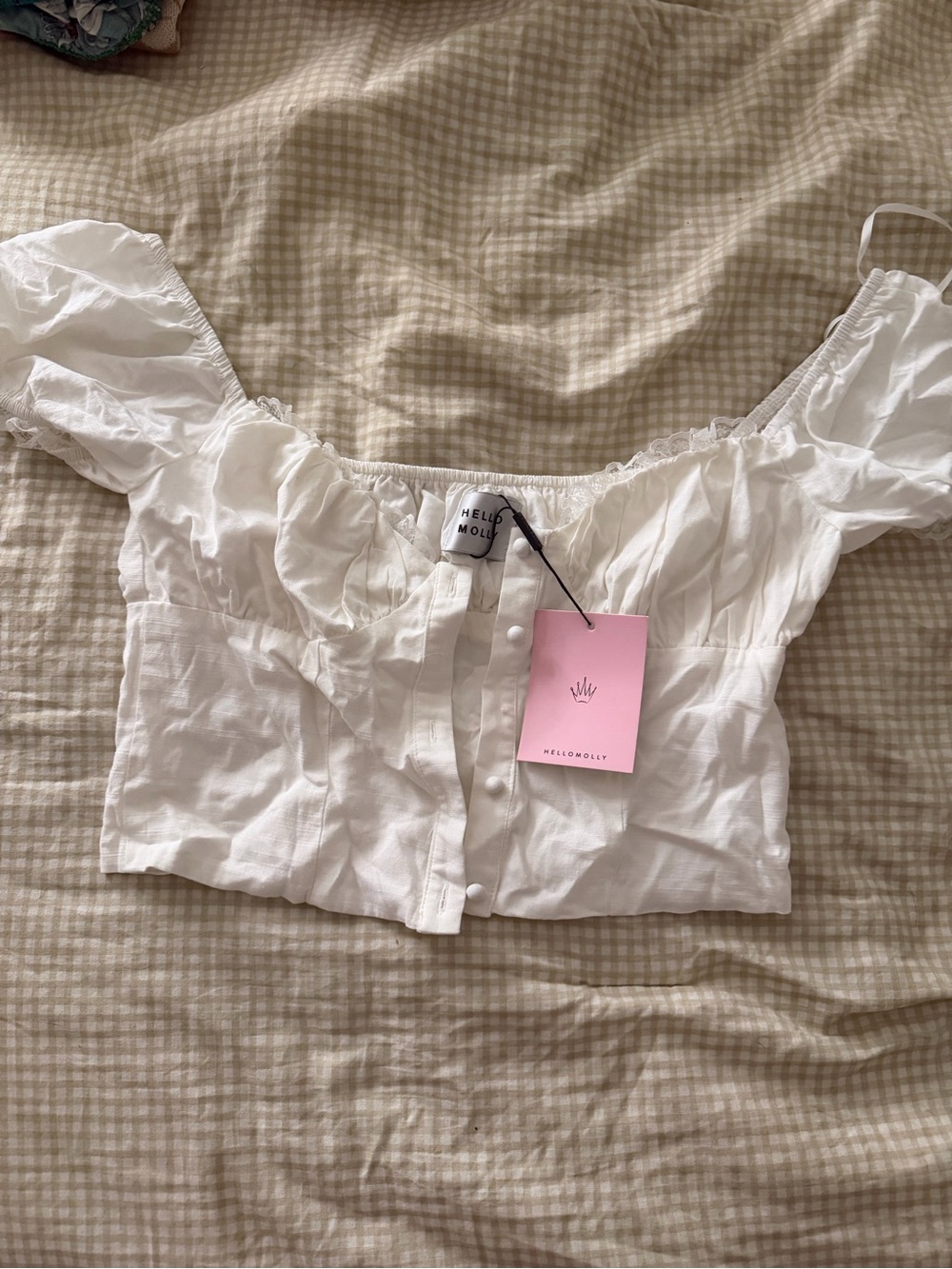 Hello Molly White Ruffled Off-Shoulder Bandeau Top - Picture 7 of 7